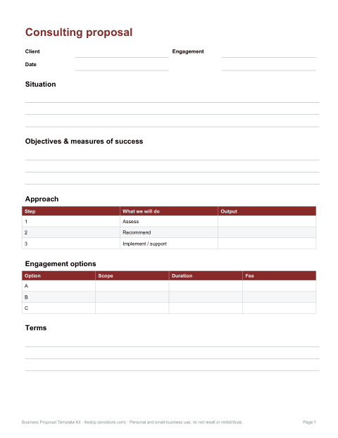 Preview of the first page of Consulting proposal
