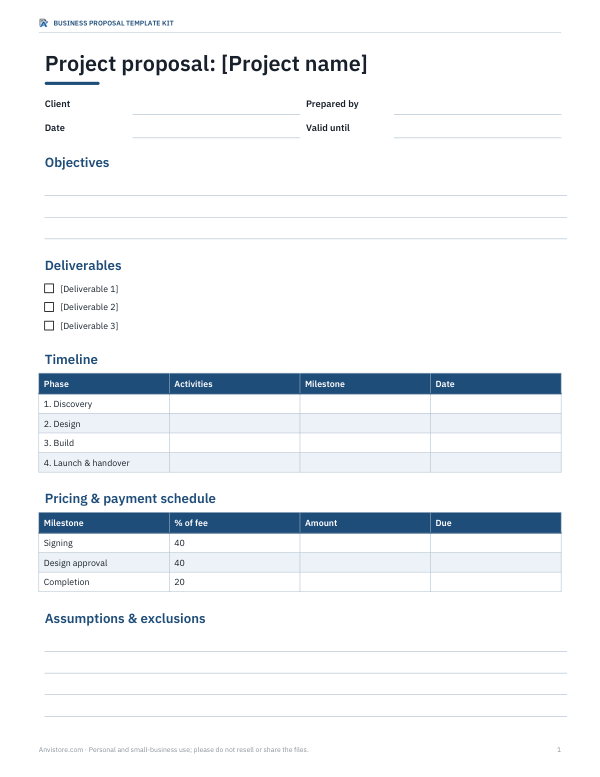 Preview of Printable Project Proposal Template